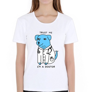 เสื้อยืดครอปใหม่ล่าสุด เสื้อยืด พิมพ์ลาย Trust Me Im A Dogtor สไตล์พังก์ร็อค สําหรับผู้หญิงS-5XL