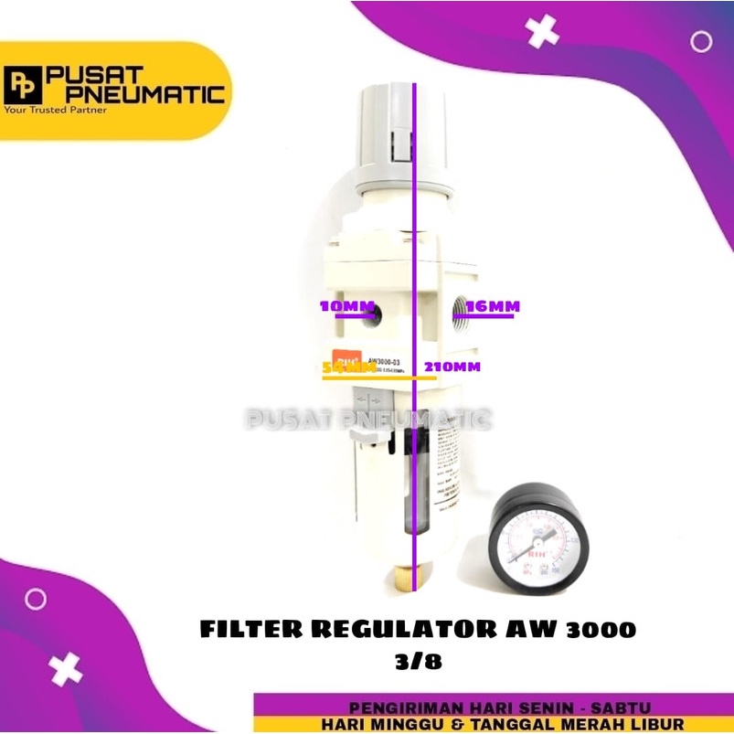 AW 3000-03 3/8" ตัวกรองตัวควบคุมอากาศ