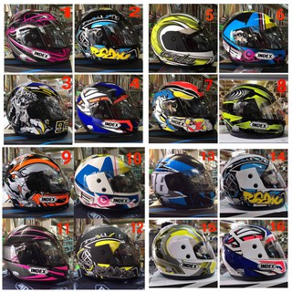 หมวกกันน็อค INDEX 811 ลายต่างๆ ขนาดเบอร์L ( 57-59 ซม) หุ้มคาง เต็มใบ มาตรฐาน มอก.369-2557