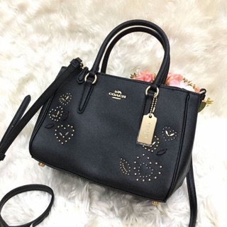 MINI SURREY CARRYALL WITH HEART BANDANA RIVETS (COACH F46292) BLACK/MULTI/IMITATION GOLD