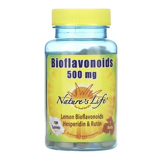 Natures Life, Bioflavonoids, 500 mg, 100 Tablets Lemon Bioflavonoids Hesperidin &amp; Rutin เพิ่มความแข็งแรงของเส้นเลือดฝอย