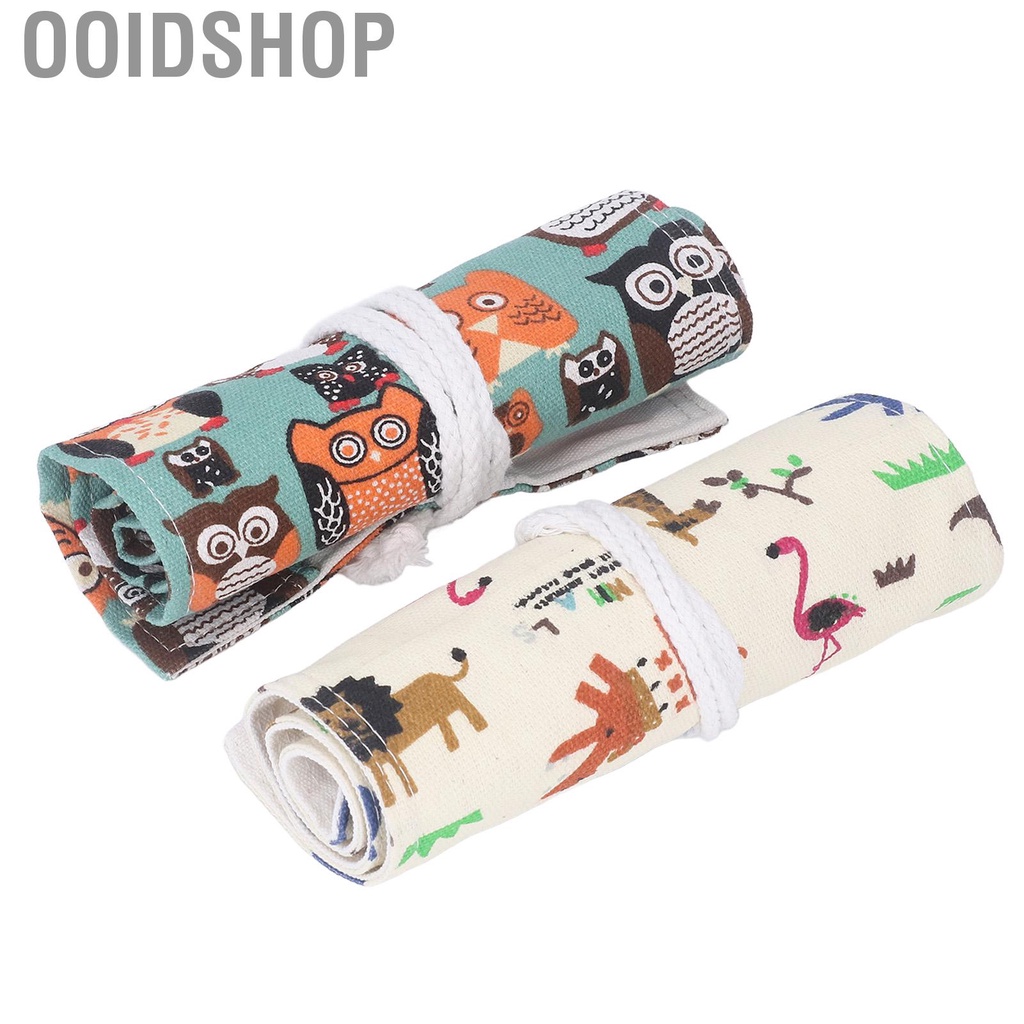 2x Colored Roll Up Pencil Case Wrap Pen Holder Bag Storage