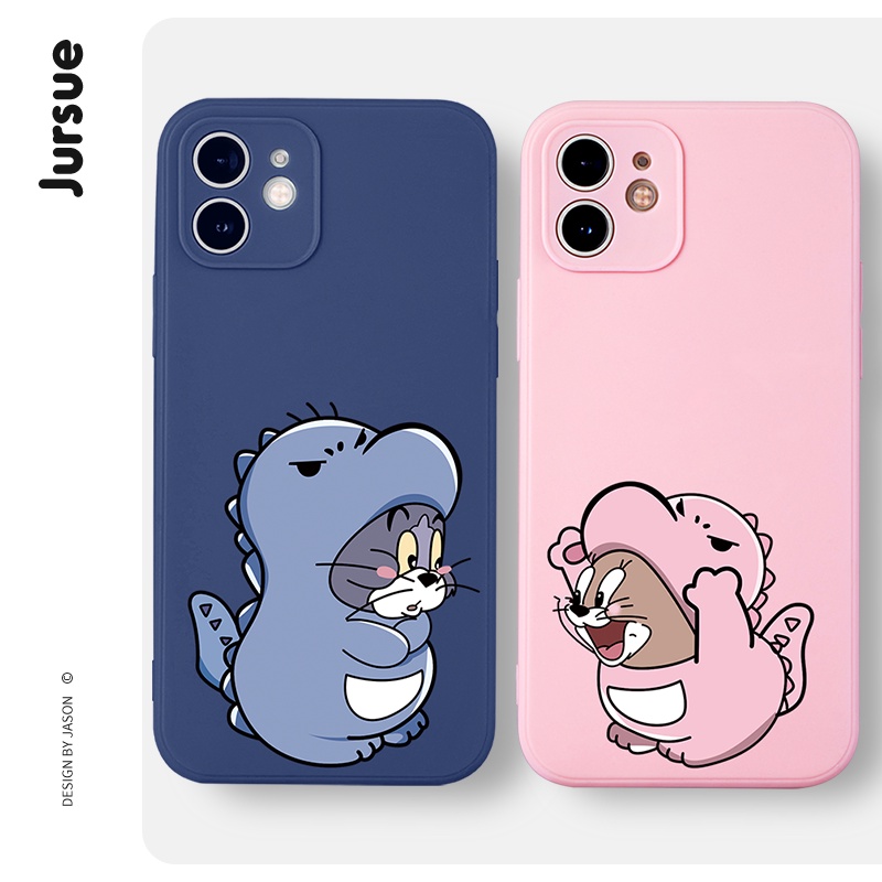 JURSUE เคสคู่ เคสไอโฟน คู่รัก กันกระแทกซิลิโคนนุ่มการ์ตูนน่ารักตลก เคสโทรศัพท์ Compatible for iPhone 14 13 12 11 Pro Max SE 2020 X XR XS 8 7 ip 6S 6 Plus XYH201