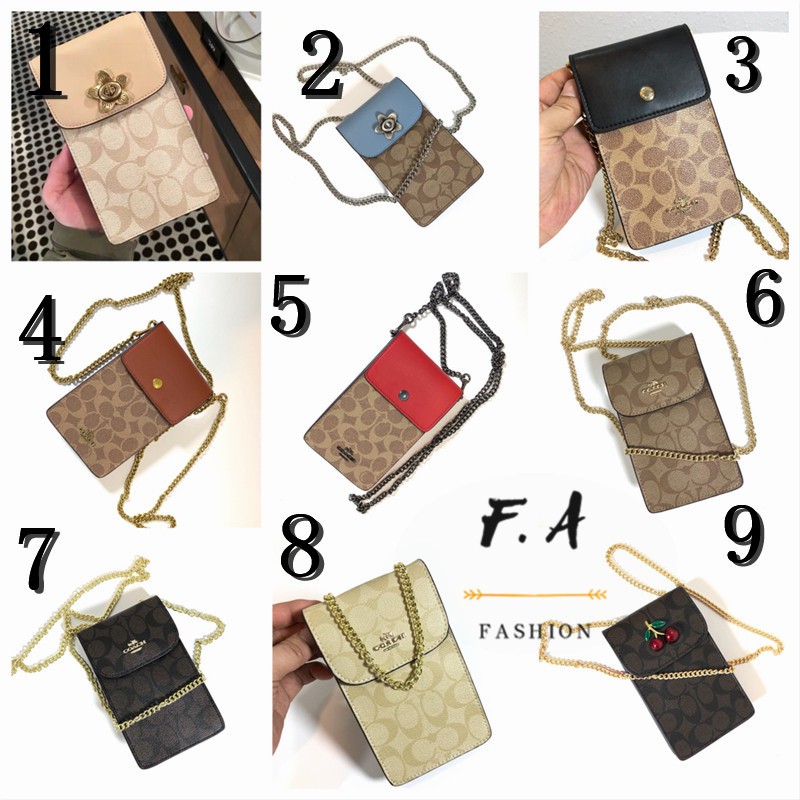 F.A (ของแท้ 100%) COACH 39955 72996 73486 76357 ใหม่ตรา / ถุงโซ่ / กระเป๋าโทรศัพท์มือถือ  สามารถใส่โ