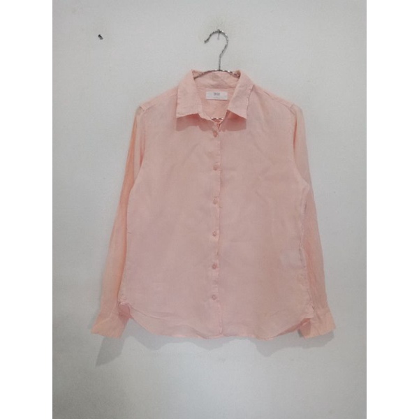 KEMEJA เสื้อเชิ้ตเด็กผู้หญิงผ้าลินิน Uniqlo S