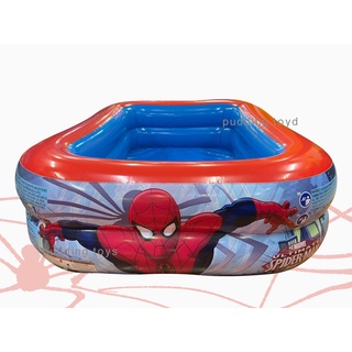 พร้อมส่ง สระว่ายน้ำ Spiderman ทรงเหลี่ยม ลิขสิทธิ์แท้ สระว่ายน้ำสีฟ้า