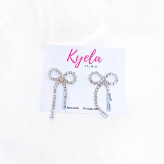 ต่างหูเพชร ❤ พร้อมส่ง ❤ โบว์คริสตัลแฟชั่นเกาหลี