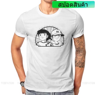 เสื้อยืดลําลอง แขนสั้น พิมพ์ลายอนิเมะ Captain Tsubasa Football ทรงหลวม สําหรับผู้ชาย