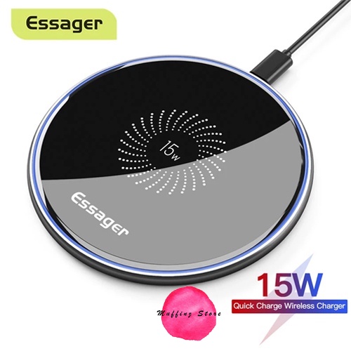 💜ถูกจริง/ส่งไว📦Essager ที่ชาร์จไร้สาย/แท่นชาร์จไร้สาย 15W Quick Wireless Charger 12V/2A 9V/2A 5V/2A 