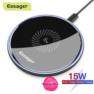 💜ถูกจริง/ส่งไว📦Essager ที่ชาร์จไร้สาย/แท่นชาร์จไร้สาย 15W Quick Wireless Charger 12V/2A 9V/2A 5V/2A Qi Fast Charge