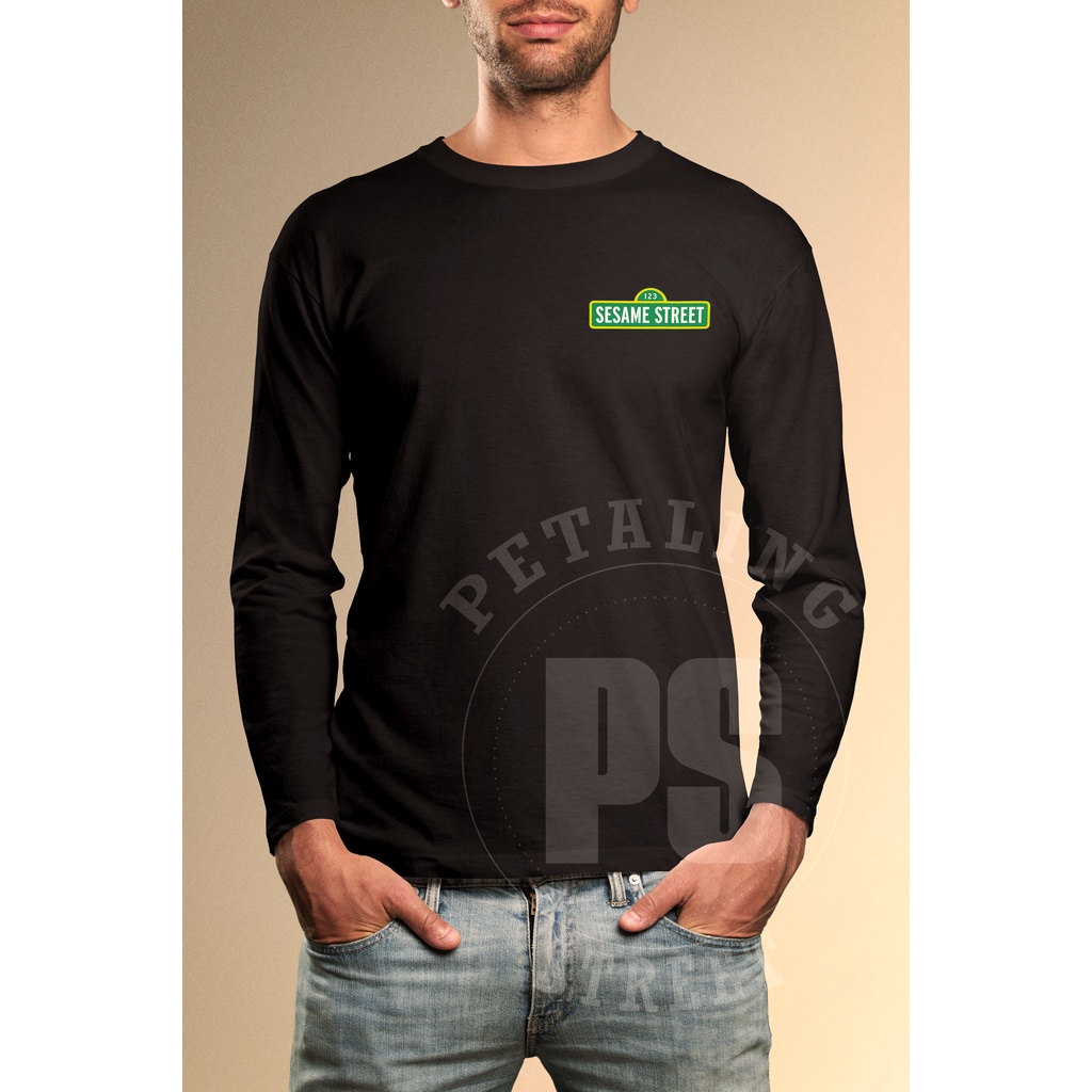 [3 WARNA] 123 SESAME STREET เสื้อยืดแขนยาวโลโก้ / UNISEX TEE ผ้าฝ้าย 100% FASHION CLASSIC STREETWEAR