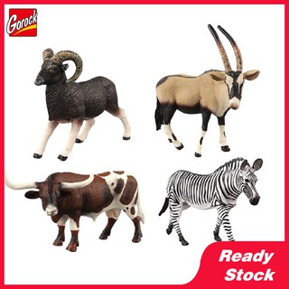 Gorock จำลองสัตว์ป่าของเล่นรุ่น Antelope Zebra Longhorn Bull Collection Doll