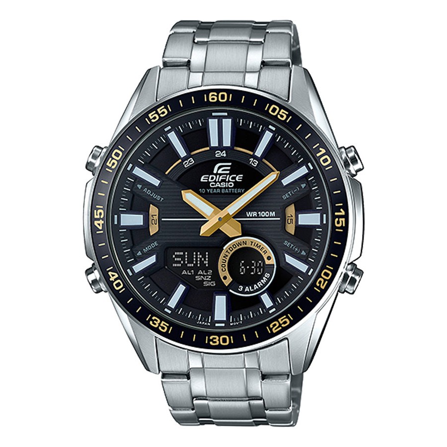 Casio Edifice นาฬิกาข้อมือผู้ชาย สายสเตนเลสสตีล รุ่น EFV-C100D,EFV-C100D-1B,EFV-C100D-1BV - สีเงิน