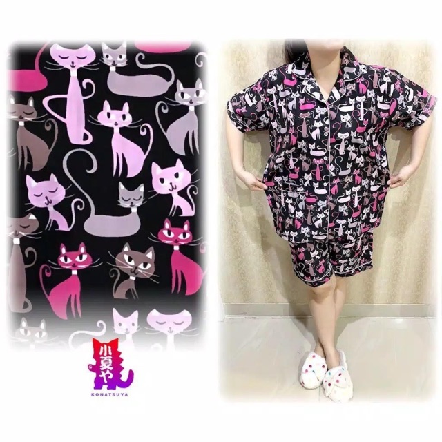 Joker.store123 ชุดนอนผู้ใหญ่ ชุดนอน HP Jumbo Black Cat