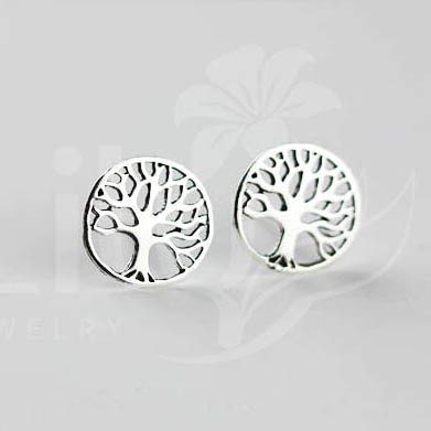 ต่างหู BK - life tree สีเงิน-BT001