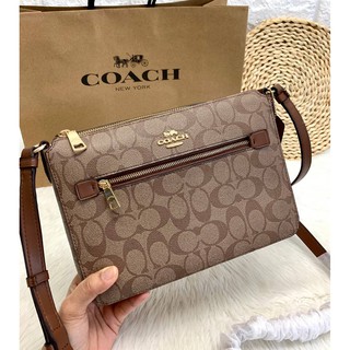 🌈COACH GALLERY FILE BAG IN SIGNATURE CANVAS ((91013))