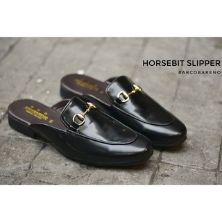 Arocbareno Horsebit Slipper Piano Black