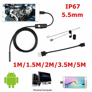 Dg กล้องเอนโดสโคป 5 . 5 มม 30 W Hd Usb Endoscope 6 Led 1 / 1 . 5 / 2 / 3 . 5 / 5 .แบบกันน้ำ