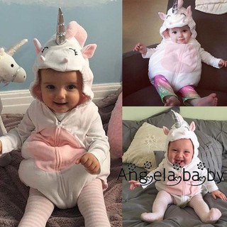 AAN-เสื้อผ้าเด็กแรกเกิดทารก Unicorn Romper ชุด Jumpersuit จัมเปอร์เสื้อผ้า Hooded