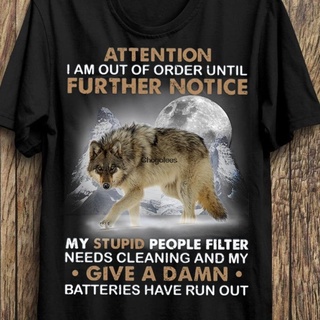 ROUNDคอลูกเรือNeckใหม่ เสื้อยืดลําลอง แขนสั้น พิมพ์ลาย I Am Out Of Order Until Further Notice Awesome Wolf สําหรับผู้ชาย