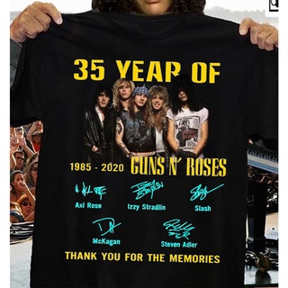 [S-5XL] เสื้อยืดคอกลม ผ้าฝ้าย พิมพ์ลาย Guns &amp; Roses Band With The Signature Guns N Roses สําหรับผู้ชาย และผู้หญิง อายุ