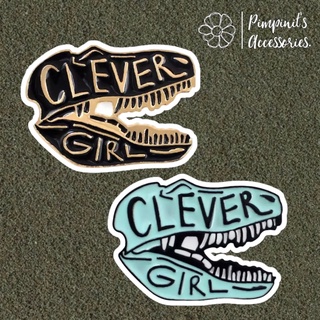 ʕ •ᴥ•ʔ ✿ พร้อมส่ง : เข็มกลัดเซ็ทหัวไดโนเสาร์ “CLEVER GIRL” | “CLEVER GIRL” Dinosaur Heads Enamel Brooch Pin Set.