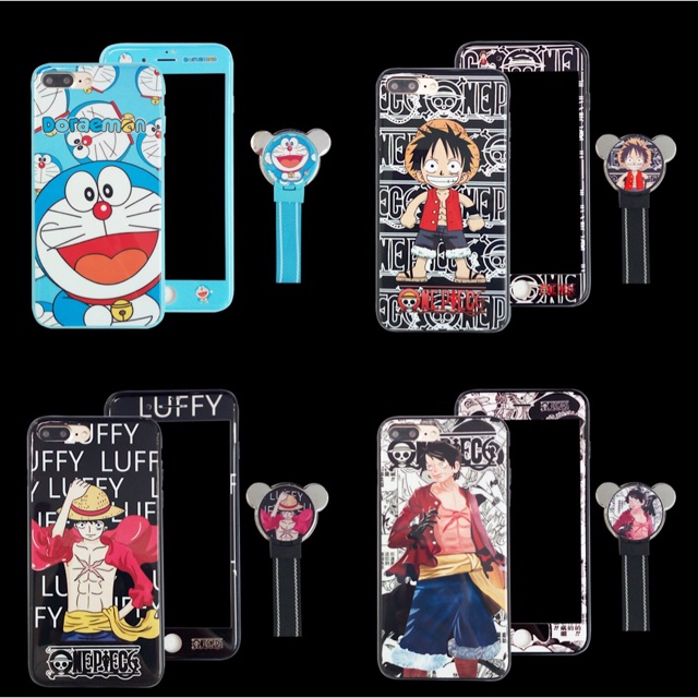 Sale69฿เคส + ฟิล์ม + แหวนประกระลายวันพีชกับลายโดเรม่อน(สิ้นค้าพร้อมส่ง)สำหรับรุ่นของOPP0 F5-F7-F11pro-A1K VIVO Y55-Y95