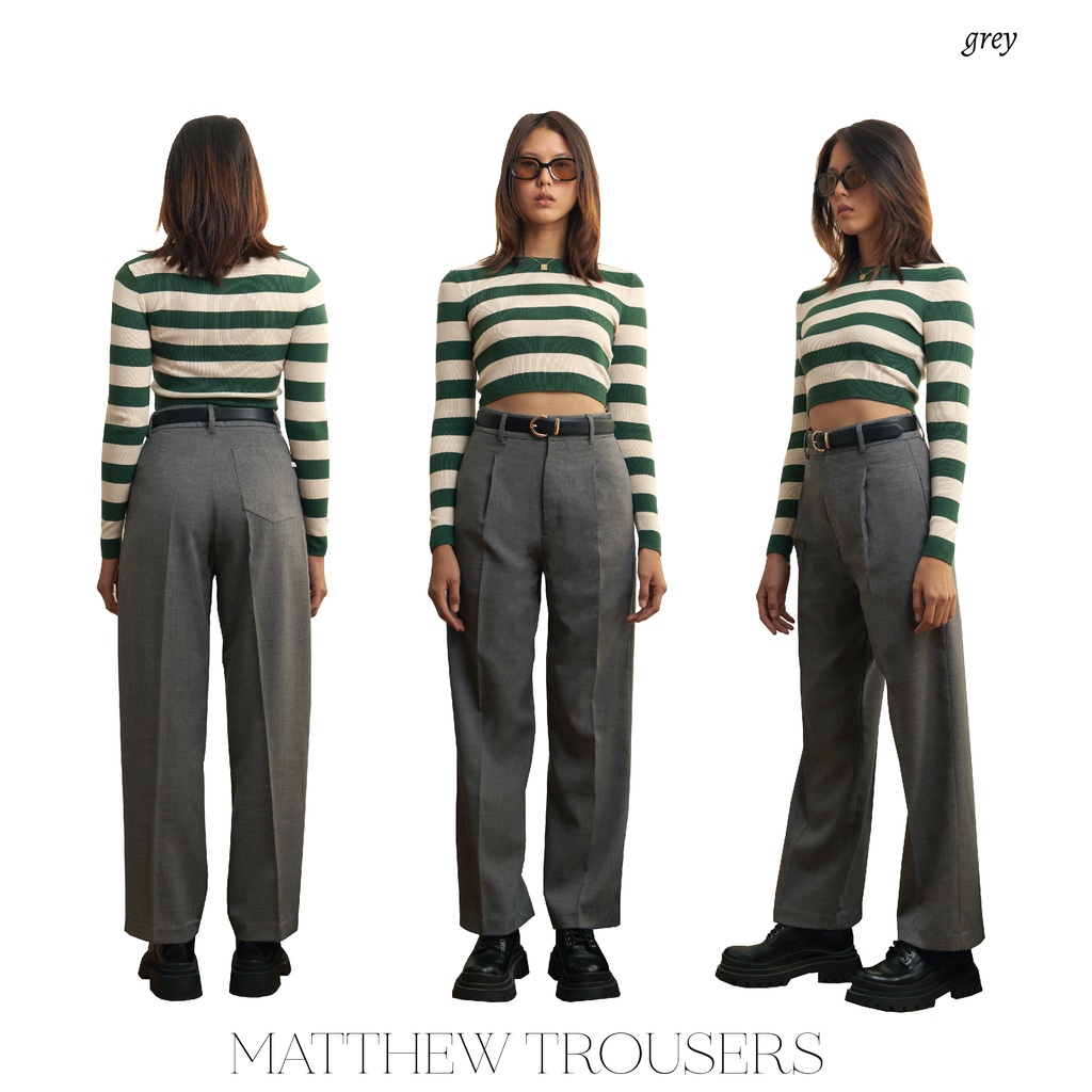 TGDA.CO - กางเกงผ้าขากระบอกใหญ่ Body girl รุ่น Matthew trousers (พร้อมส่ง)