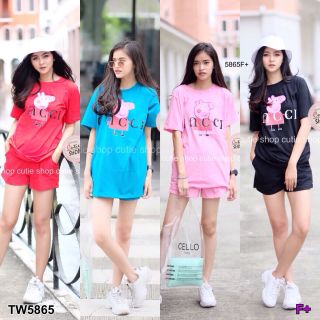 Set 2ชิ้น เสื้อแขนสั้นทรงใหญ่ กับกางเกงขาสั้น