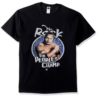 WWE เสื้อยืดพิมพ์ลาย The Rock peoples สำหรับผู้ชายสีดำ