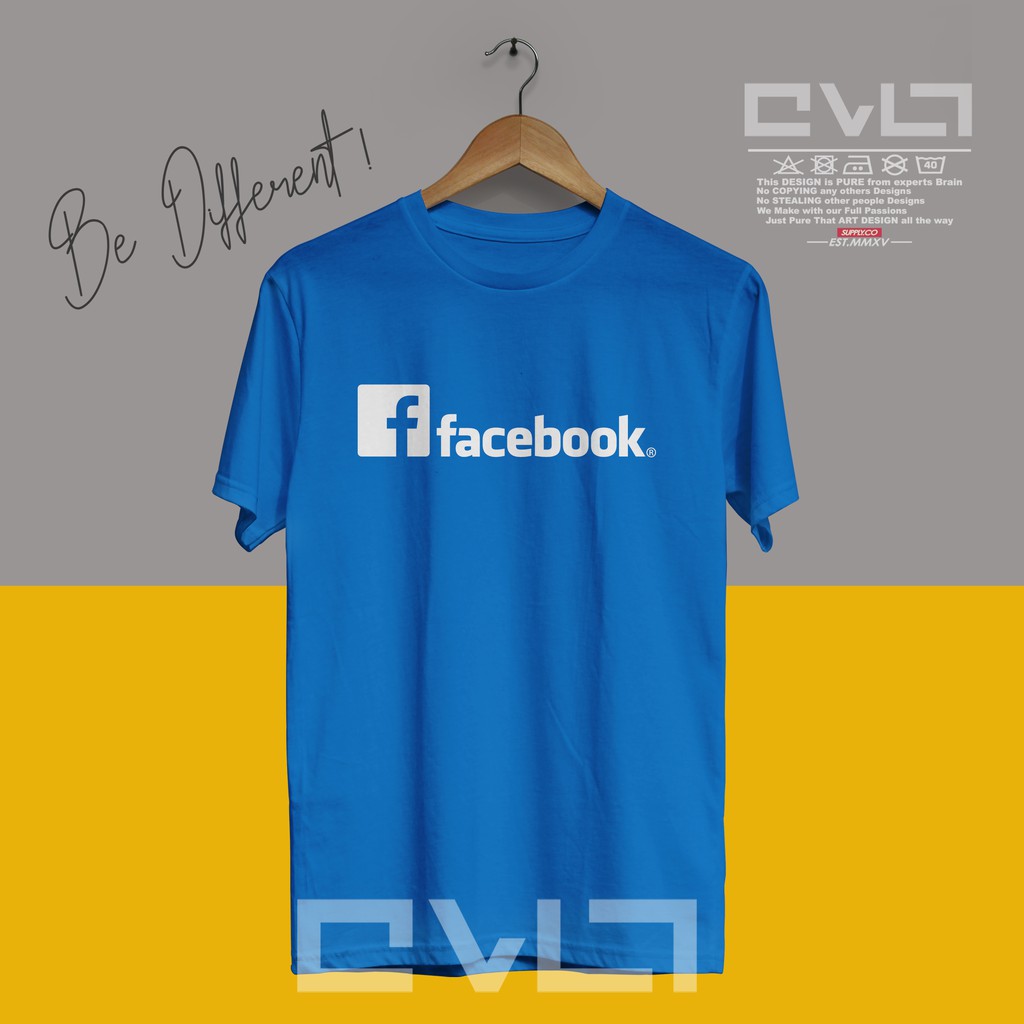 เสื้อยืด พิมพ์ลายโลโก้ Facebook Social Media สําหรับผู้ชาย