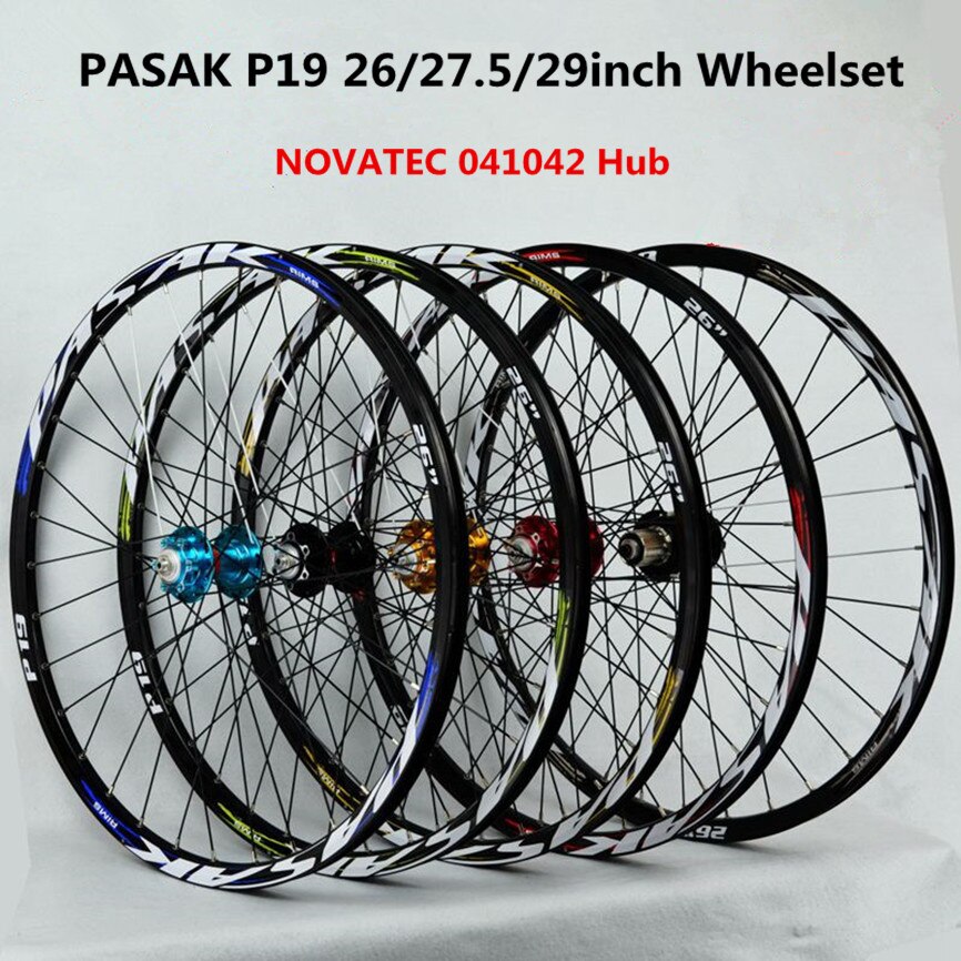 PASAK MTB Mountain Wheelset NOVATEC Hub  26/27.5/29 inch 4 Bearings 32 Holes Disc Brake Double Layer Quick Release Wheels Rims