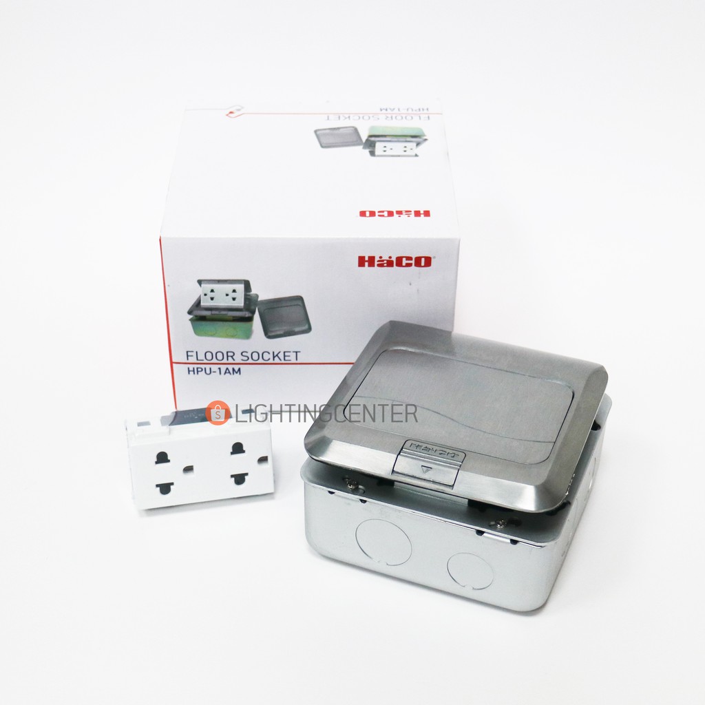 บ๊อกฝังพื้นแบบ ป๊อปอัพ HPU-1AM/P HACO พร้อมเต้ารับกราวด์คู่