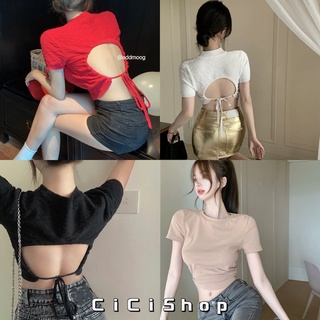 Cicishop(2650)เสื้อไหมพรมแขนสั้น คอกลม สวยใส แบบลูกคุณหนู ดูเรียบร้อยแต่แอบแซ่บนิดๆ