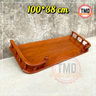 TMD หิ้งพระโค้งติดผนัง ไม้สักทอง ขนาด 100*38 ซม สีย้อม หิ้งวางไอ้ไข่ หิ้งวางพระพุทธรูป