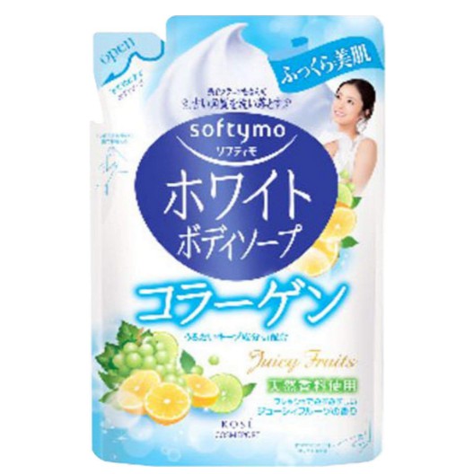 KOSE COSMEPORT SOFTYMO ครีมอาบน้ำ ซอฟติโม สูตรคอลลาเจน ชนิดถุงเติมรีฟิล กลิ่นจุยซี่ ฟรุต ชุดละ 2 ถุง
