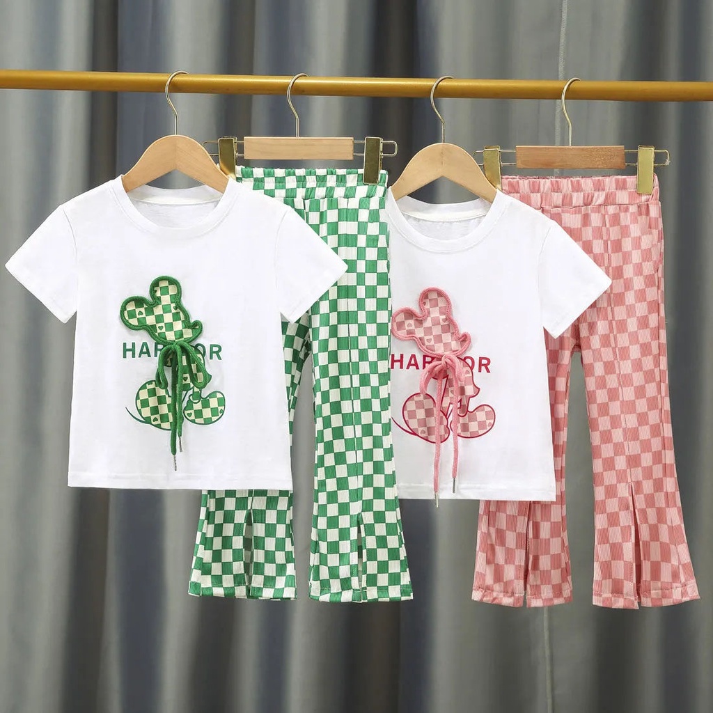พร้อมส่ง 110-160 หลา เสื้อ+กางเกง เสื้อผ้าเด็กผู้หญิง สวมใส่สบายมาก
