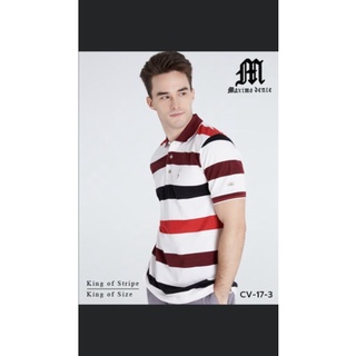 เสื้อโปโลแขนสั้น Maximo Dante คอปก ลายริ้ว คลาสสิก สไตล์ยุโรป รุ่น  Size S-8XL(jumbo) ผลิตในประเทศไทย คุณภาพดี