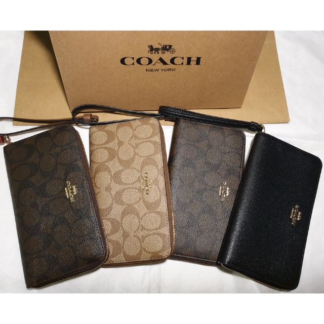Large Phone Wallet In Signature Canvas- Coach F73418 กระเป๋าตังใส่ iPhone +