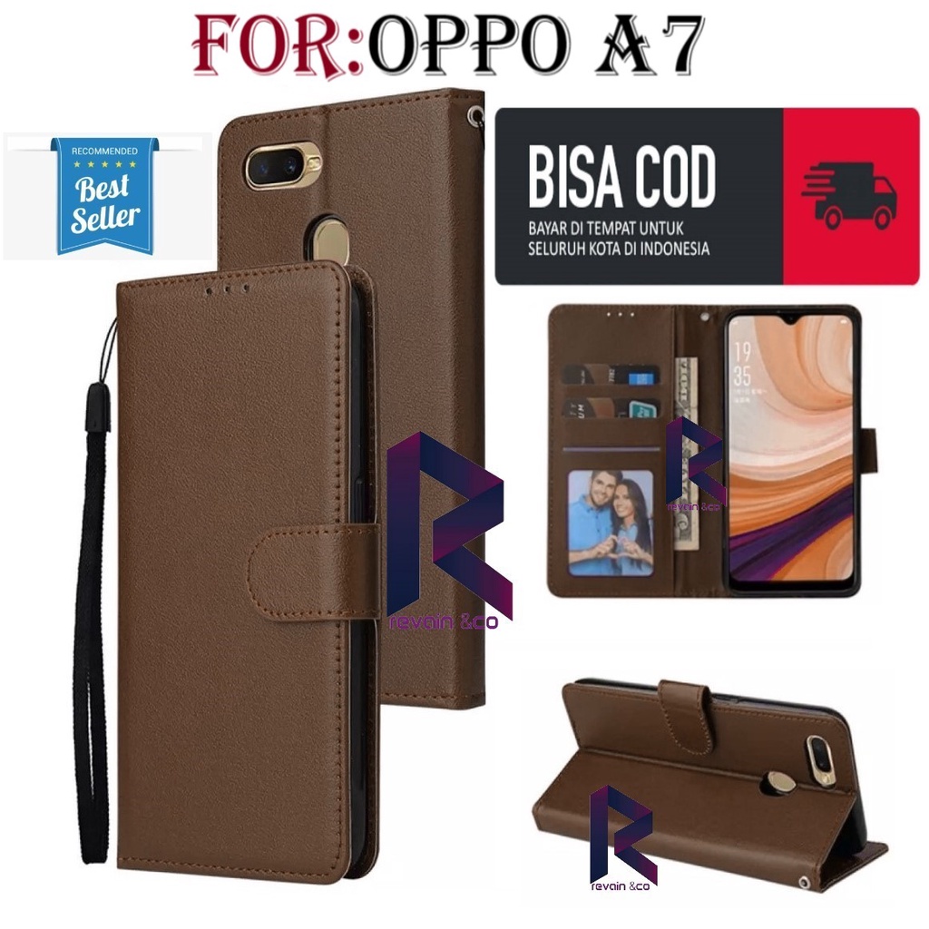 OPPO A7 FLIP WALLET LEATHER CASE PREMIUM LEATHER FLIP CASE OPPO A7