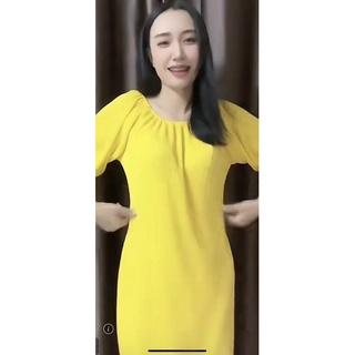 อพ1809 เดรสอัสพีส สาวอวบใส่ได้ แต่งโบว์ช่วงแขน