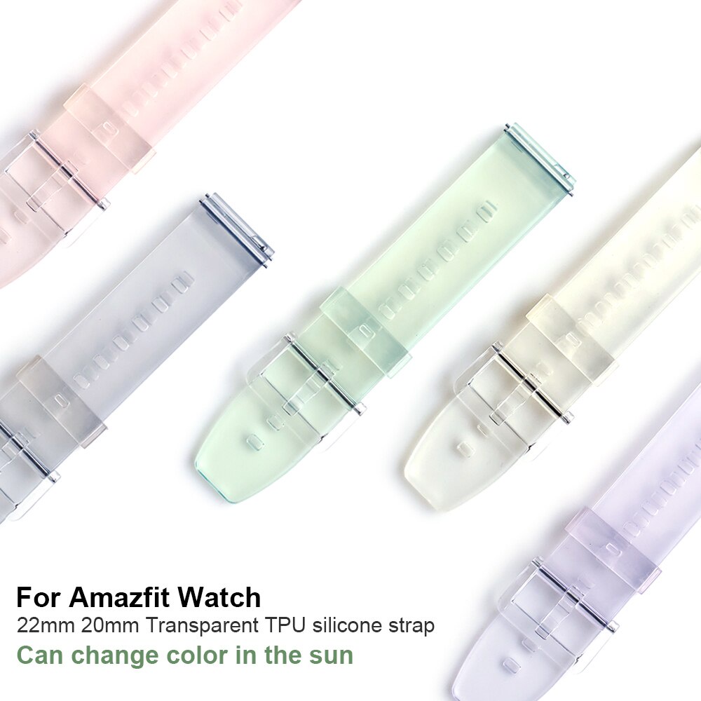 สายนาฬิกาข้อมือซิลิโคน Tpu ใส เปลี่ยนสีได้ 20 มม. 22 มม. สําหรับ Amazfit Gtr 2 2e GTR 4/Band Amazfit