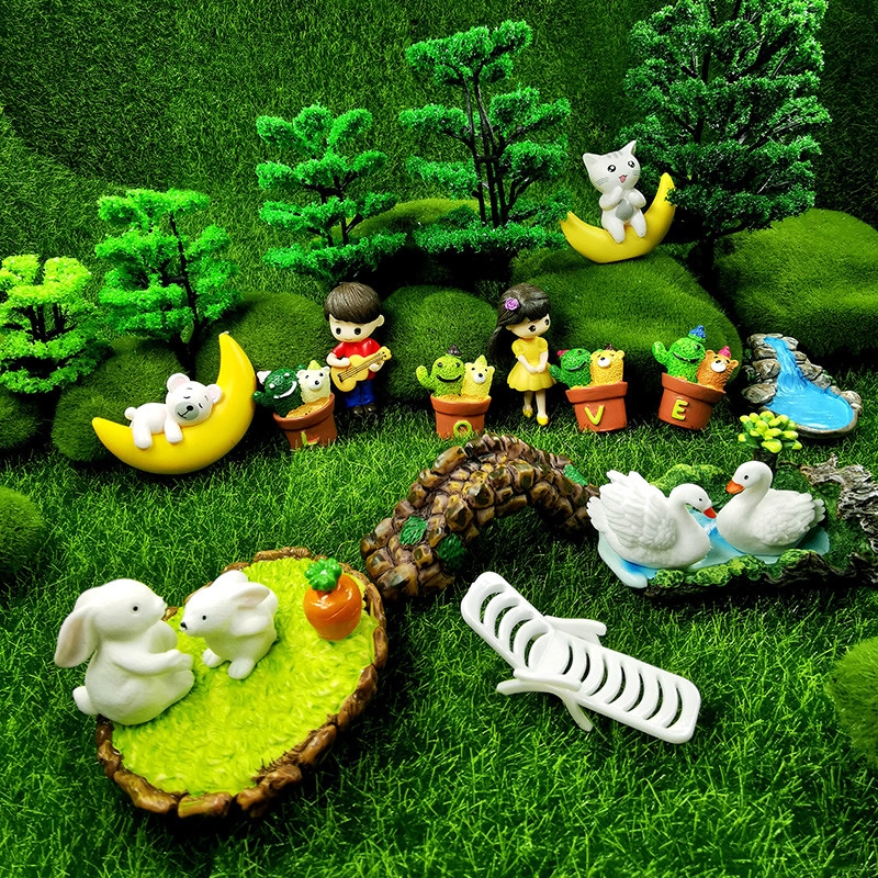 Cool Micro ภูมิทัศน์หญ้าคนรักกระต่ายกระรอกเป็ดFigurineตกแต่งบ้านMiniature Fairy Garden Decorอุปกรณ์เสริมเรซิ่นโมเดิร์น