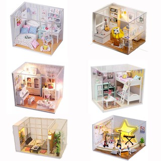 Cutebee DIY โมเดลบ้านตุ๊กตาจิ๋ว 3D รวมฝาปิดกันฝุ่น