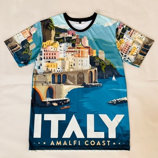 เสื้อยืดลาย ITALY สไตล์วินเทจลายใหม่ล่าสุด สีฟ้า สุดสวย