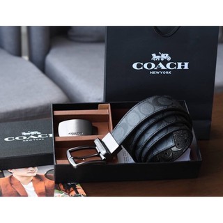 เข็มขัดผู้ชาย Coach แท้ 100% มีหัวเข็มขัด 2 แบบ 2 ลายหนัง มาพร้อมกล่องและถุงแบรนด์