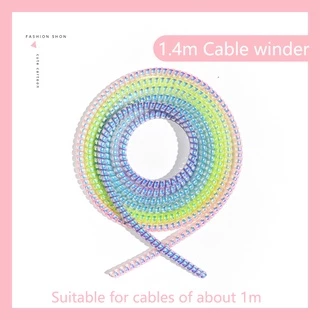 Ready Stock1Pc 1.4M/55 นิ้วGradient Spiral Cord Protector Cable Winderสําหรับสายหูฟังสาย/สายชาร์จ