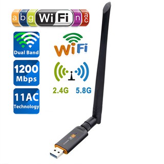 ⚡️USB รับสัญญาณ wifi 1200Mbps Dual band 2.4GHz+5.8GHz สินค้าใหม่ (มีแผ่นCDไดเวอร์)