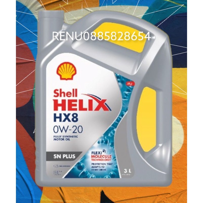 Shell HX8 0w-20 3ลิตร น้ำมันเครื่องยนต์เบนซินสังเคราะห์แท้ น้ำมันเครื่องสังเคราะห์แท้