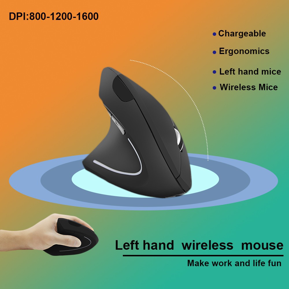 Left Hand Rechargeable Vertical Mouse Wireless Mouse Ergonomic 2.4G Optical Mice